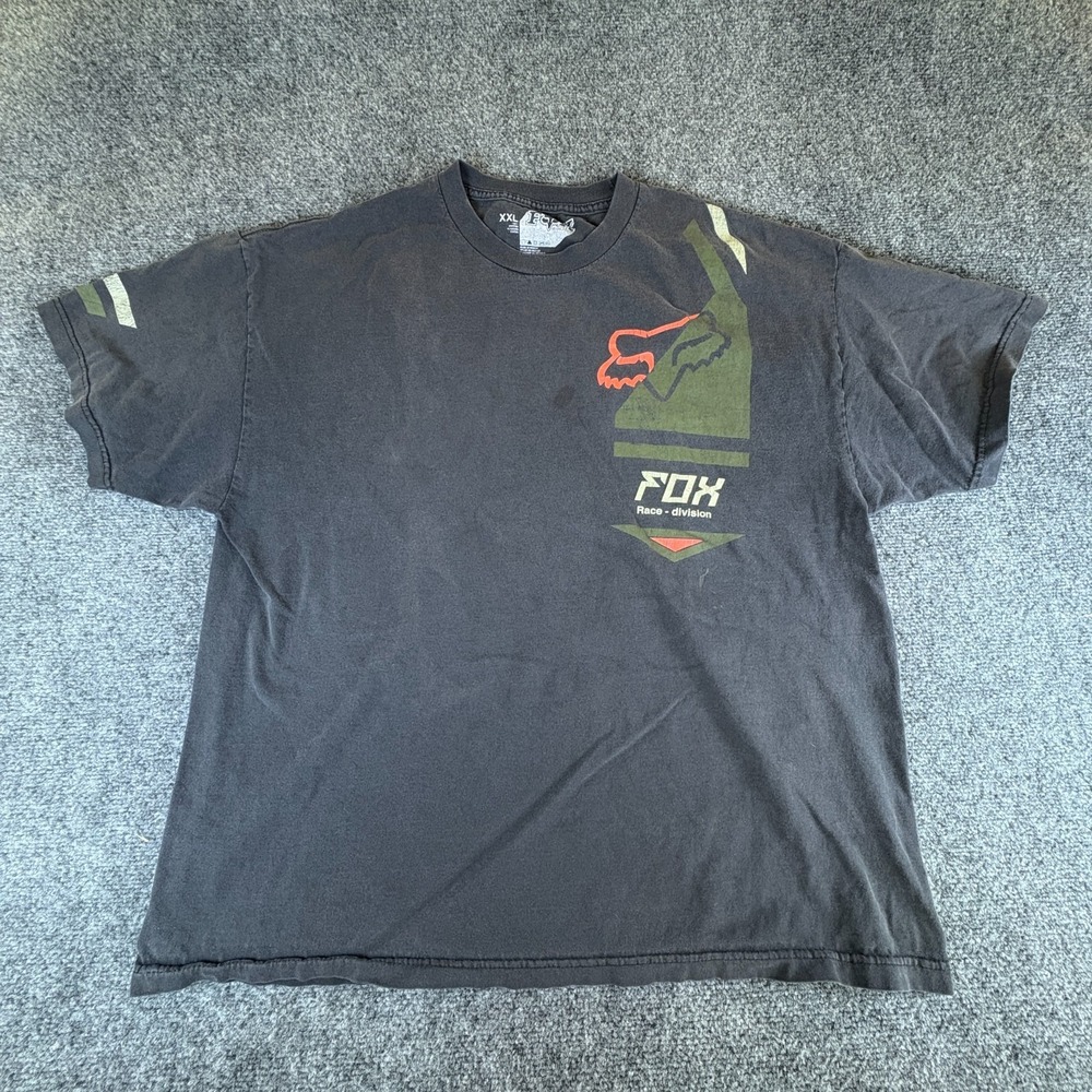 Fox Racing Division T-Shirt Men 2XL Black Logo Graphic Cotton Casual Regular Fit